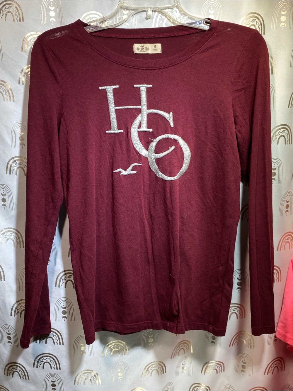 Hollister Maroon Crewneck Long Sleeve Tee